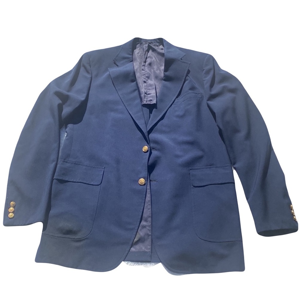 Navy Blazer antique designer Gold Buttons sport Coat 42 R - Picture 3 of 16
